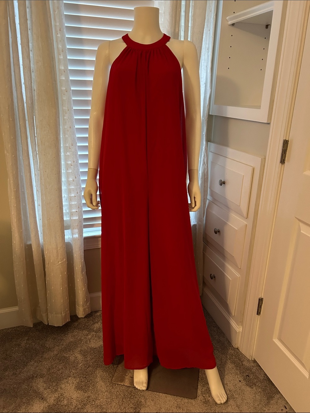 Elegant Red Halter Ladies Jumpsuit